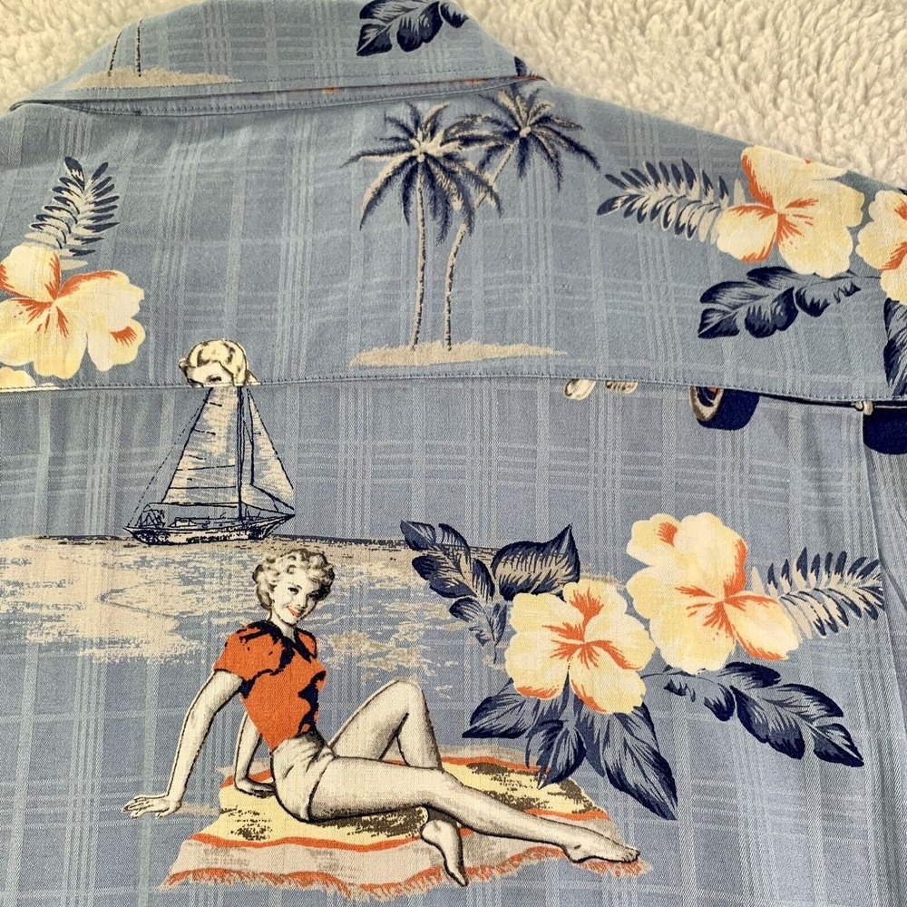 clearwater outfitters 50's Style Graphic Girlie Cotton Rayon Size L Party Travel